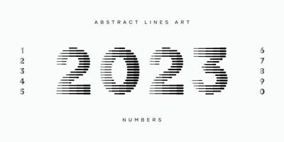 Numbers set abstract lines art modern vector