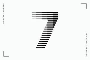 Number seven abstract modern lines art vector