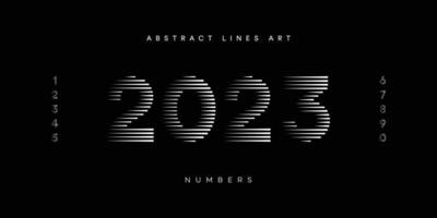 Numbers abstract modern lines modern art set vector