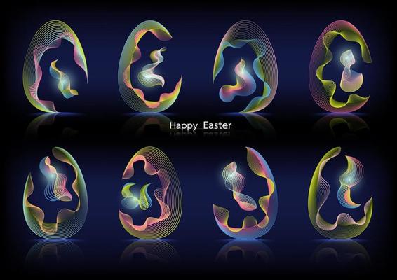 Wave effect set, Springtime Easter egg shape. Vector illustration.