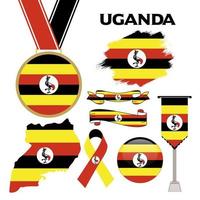 elementos colección con el bandera de Uganda diseño modelo vector