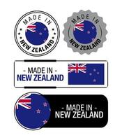 Set of Made in New Zealand labels, logo, New Zealand Flag, New Zealand Product Emblem vector