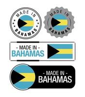 Set of Made in The Bahamas labels, logo, The Bahamas Flag, The Bahamas Product Emblem vector