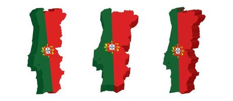 Realistic 3D Map of Portugal Vector Design Template