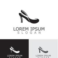 Women shoes logo design High heel fashion icon template vector for business store