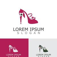 Women shoes logo design High heel fashion icon template vector for business store