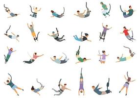 Bungee jumping icons set cartoon vector. Extreme sport vector