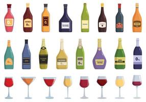 Non-alcoholic wine icons set cartoon vector. Summer party
