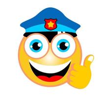 vector cartoon of policeman emoticon with thumbs up