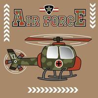 military helicopter, vector cartoon illustration