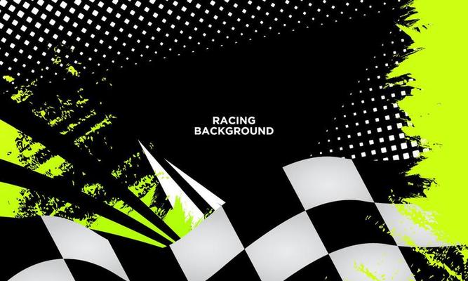 Modern racing design background vector. Trendy racing background template with race flag