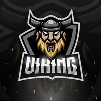 Viking head mascot esport logo design vector