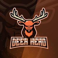 Deer head mascot esport logo design vector