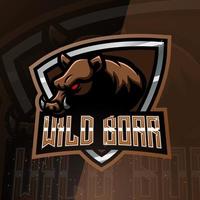 Wild boar mascot esport logo design vector