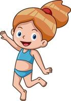 Cute little girl cartoon in swimsuit posing vector