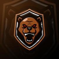 Bear mascot esport logo design vector