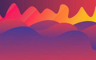 Modern fluid liquid paper cut background. Abstract landscape with mountains and sun. sunset. Mountainous terrain. Geometric pattern with lines, wave. photo