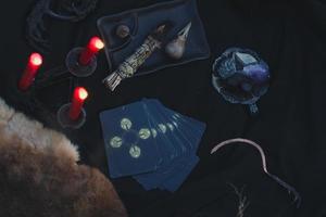 Close up fortune-telling ritual with candles concept photo