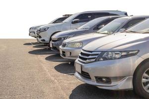 Lot of used car for sales in stock isolated photo