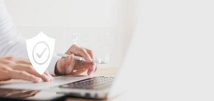 cybersecurity and privacy concept of data protection, secure encryption technology, secure internet access, secure encryption of user private data, Business confidentiality security. photo