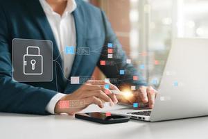 cybersecurity and privacy concept of data protection, secure encryption technology, secure internet access, secure encryption of user private data, Business confidentiality security. photo