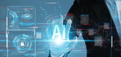 Development of artificial intelligence AI, business people experience brain function, artificial intelligence algorithms, new generation of connected and innovative technologies, machine learning. photo