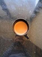 Top view of a hot cup of tea photo