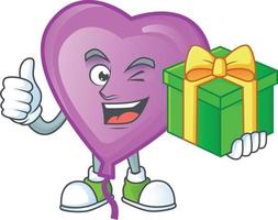 Purple love balloon cartoon character style vector