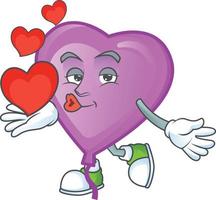 Purple love balloon cartoon character style vector