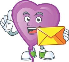 Purple love balloon cartoon character style vector