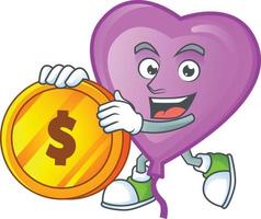 Purple love balloon cartoon character style vector