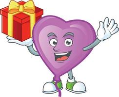 Purple love balloon cartoon character style vector