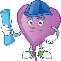 Purple love balloon cartoon character style vector