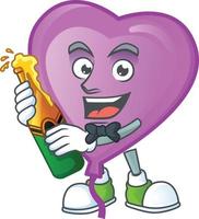 Purple love balloon cartoon character style vector