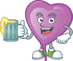 Purple love balloon cartoon character style vector