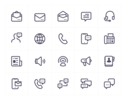 Communication line icon set. png