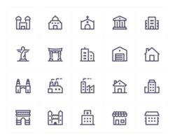 Building and Landmark line icon set png