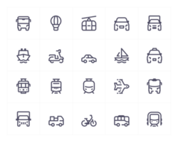 conjunto de ícones de linha de transporte png