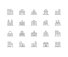 bâtiment et réel biens ligne Icônes. png