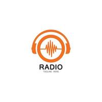 Ilustración de icono de vector de plantilla de logotipo de radio