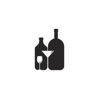 bottle and glass logo vector icon illustration