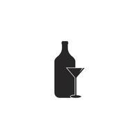bottle and glass logo vector icon illustration