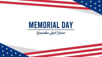 memorial day greeting on white background with usa flag. remember and honor memorial day greeting vector