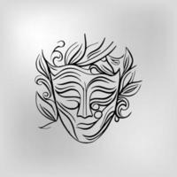 Carnival Mask vector black and white
