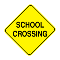 School Crossing Warning Sign on Transparent Background png