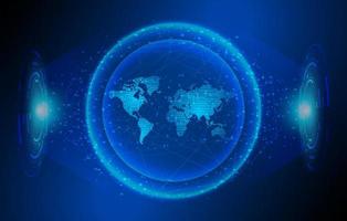 Modern World Map Holograph on Technology Background vector