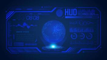 Modern HUD Technology Screen Background with Blue Globe vector