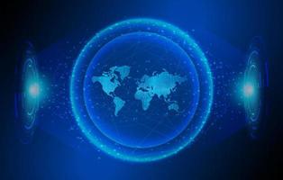 Modern World Map Holograph on Technology Background vector