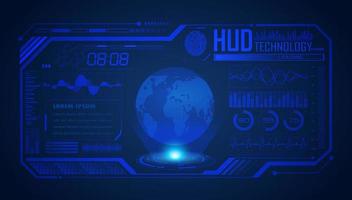 Modern HUD Technology Screen Background with Blue Globe vector