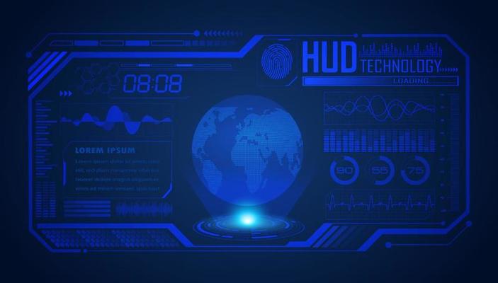 Modern HUD Technology Screen Background with Blue Globe